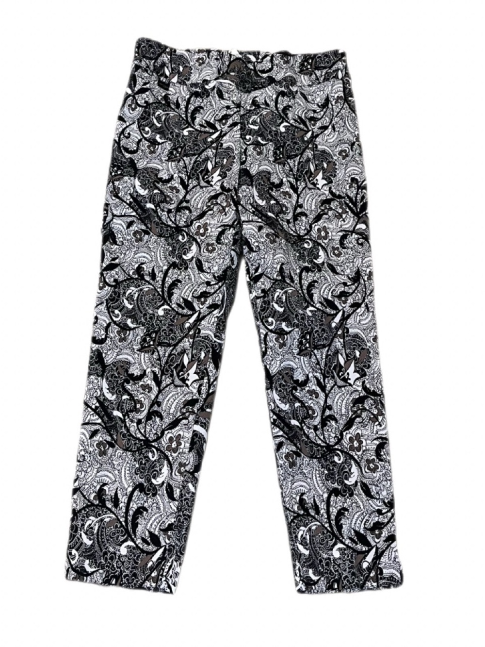 Lisette  L Montreal Black, White and Brown Paisley Print Straight Leg Pants